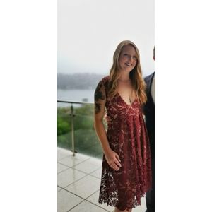 Wine red lace dress size 6-8